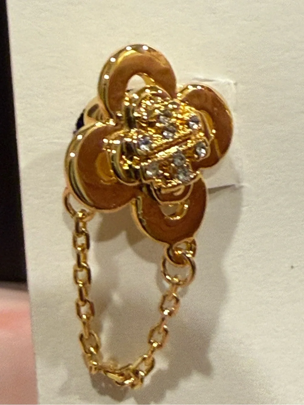 Tory Burch | Gold Plated & Pave Icon & Flower Chain Stud Earrings | Small